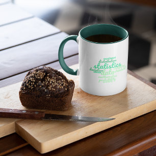 Mug Statistiques vertes Math Word Cloud