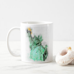 Mug Statue de Liberty Aquarelle Portrait de gros plan