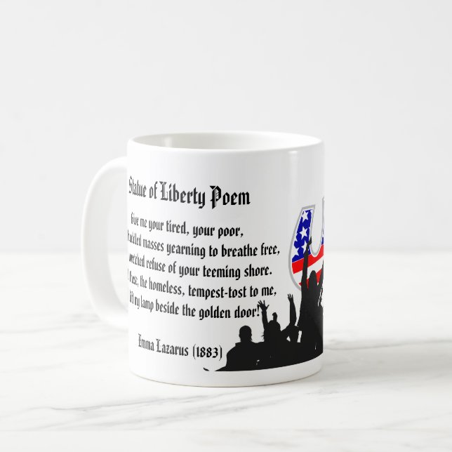 Mug Statue du poème de la liberté, Une nation d'immigr (Devant gauche)