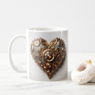 Mug Steampunk Élégant Clockwork Gear Coeur