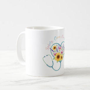 Mug Stéthoscope Floral Aquarelle Cadeau pour Infirmièr