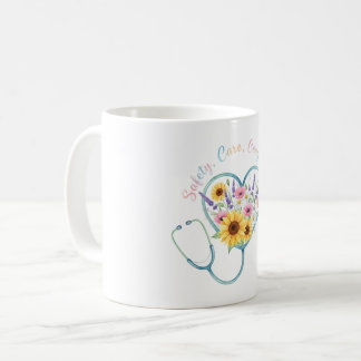 Mug Stéthoscope Floral Aquarelle Cadeau pour Infirmièr