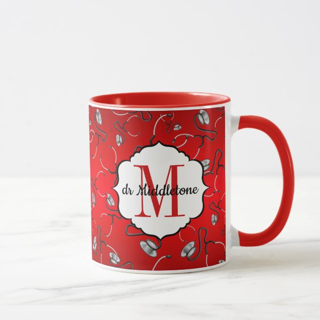 Mug Stéthoscopes Médicales pour les médecins avec nom  (Droite)