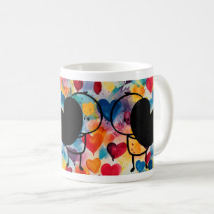 Mug Stick Figure Love : Grand Coeur et Arrière - plan 