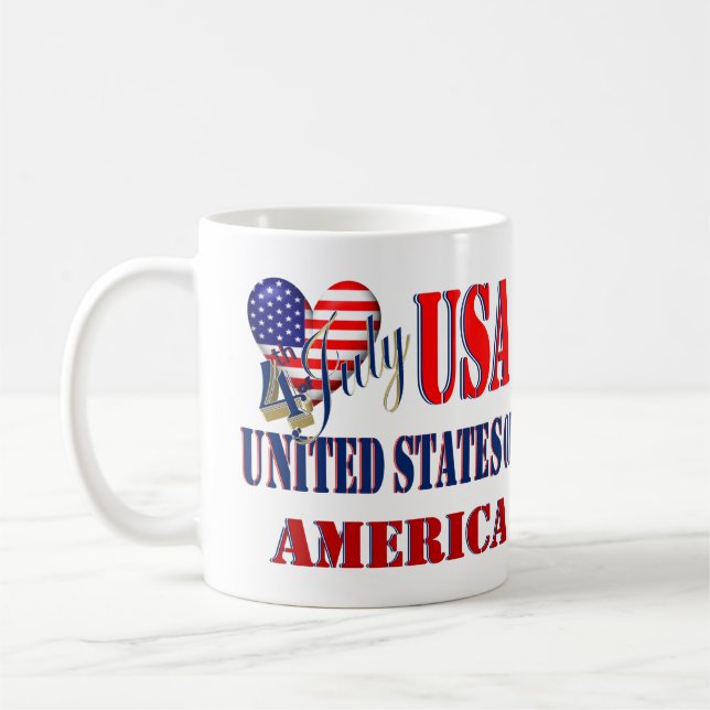 Mug Sticker classique T-shirt 4 juillet USA (Gauche)