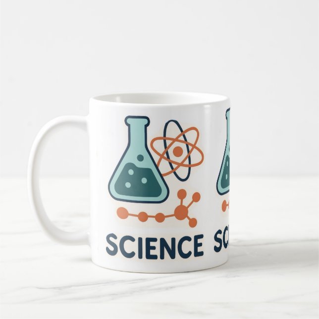 Mug Stickers Objet scientifique - Flacon, Molécules et (Gauche)
