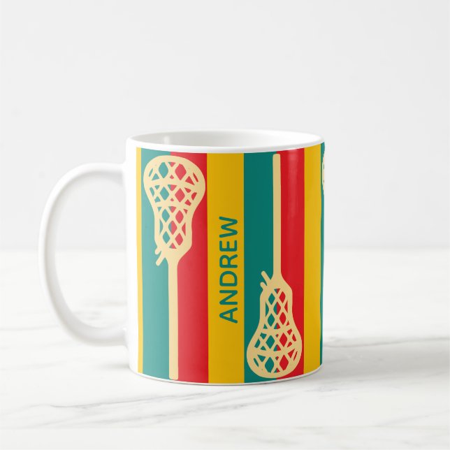 Mug Sticks et bandes de crosse rouge et vert rétro (Gauche)