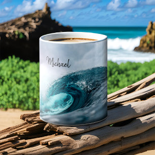 Mug Stormy Turquoise Blue Ocean Wave Rough Water Surfi