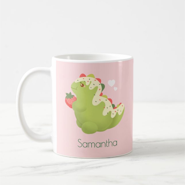 Mug Strawberry Matcha Dinosaur  (Gauche)