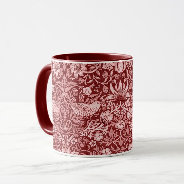 Mug Strawberry Thief Maroon, William Morris (Devant gauche)