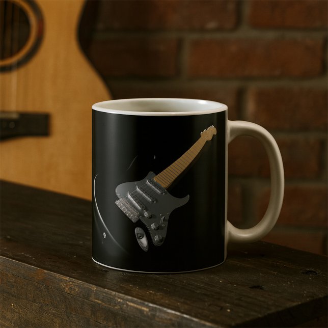 Mug Striking Black Electric Guitare instrument de musi (Créateur téléchargé)