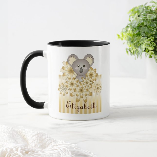 Mug Stripe d'or personnalisé mignonette bébé Kids Koal (Créateur téléchargé)