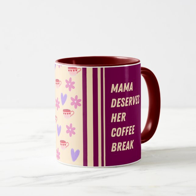 Mug Stripes Feminine Mama Coffee Break Art (Devant droit)