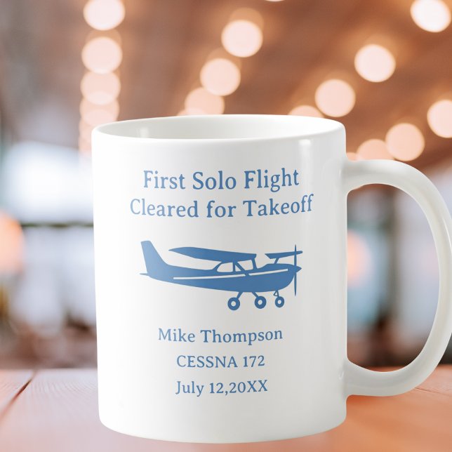 Mug Student Pilot First Solo Aviation Blue Personalize (Créateur téléchargé)