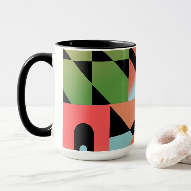 Mug Style Airbrush Formes géométriques Abstraites Colo (Avec donut)