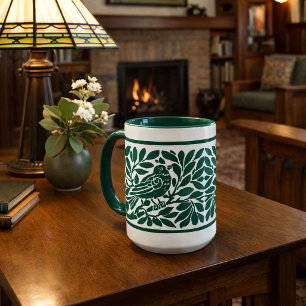 Mug Style Arts & Crafts Oiseau sur une branche