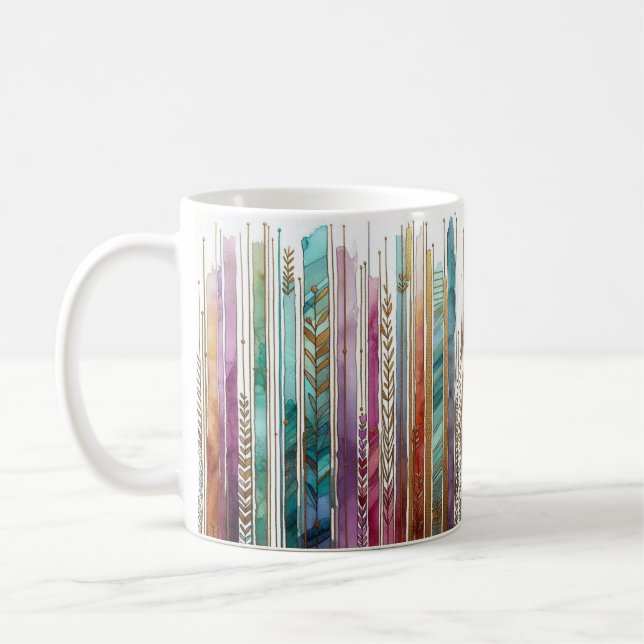 Mug Style Boho, art alcoolique, rayures d'art (Gauche)
