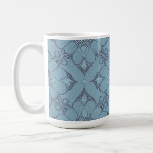 Mug Style de design de lattice de fleurs bleues victor (Gauche)