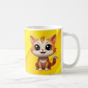 Mug Style de dessin animé de chat orange mignon - 8973