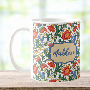 Mug Style Floral Willam Morris Bleu Rouge Or Vintage