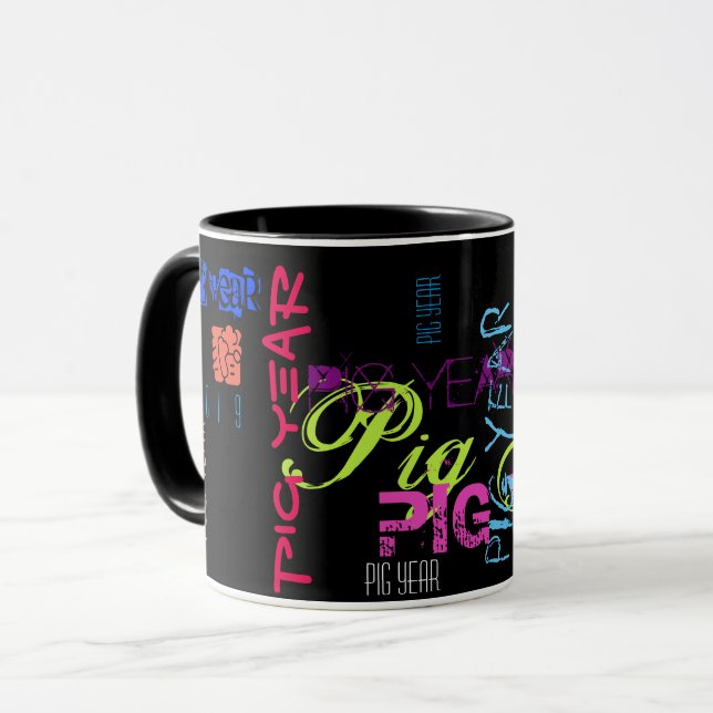 Mug Style Graffiti Répétition Cochon Année 2019 Combo  (Devant gauche)