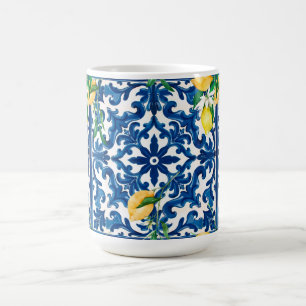 Mug style italien, méditerranéen, mosaïque, bleu,