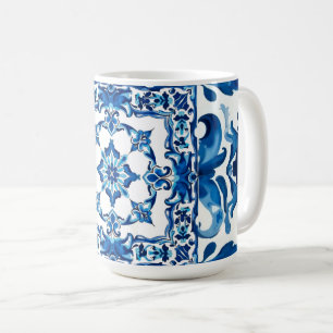 Mug style italien, méditerranéen, mosaïque, bleu,