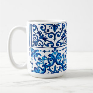 Mug style italien, méditerranéen, mosaïque, bleu,