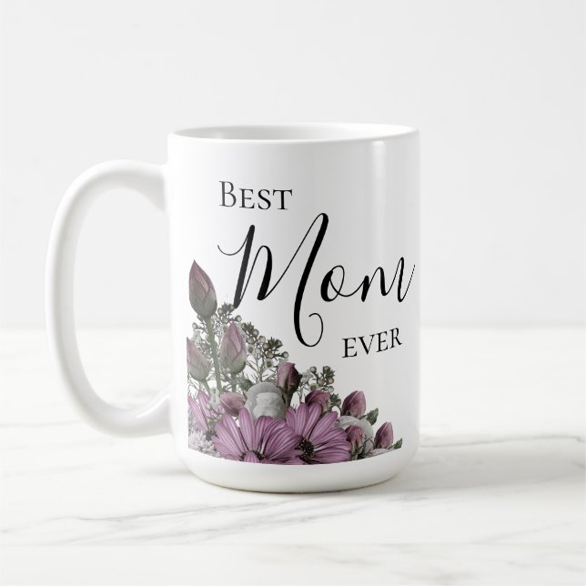 Mug Stylé Lavender Floral Meilleure Maman Jamais (Gauche)