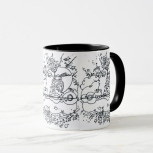 Mug Style Peter Max 60s dessin noir & blanc