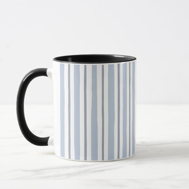 Mug style rayures bleu clair pastel (Gauche)
