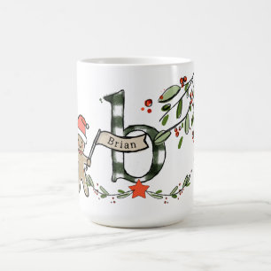 Mug Style Rétro Joli Monogramme de Noël B Avec Nom