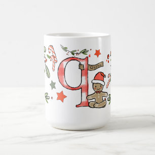 Mug Style Rétro Joli Monogramme De Noël Q Avec Nom