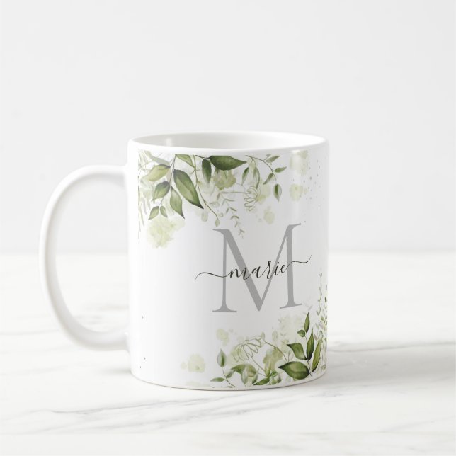 Mug Style rustique Sage vert Botanique Nom floral (Gauche)