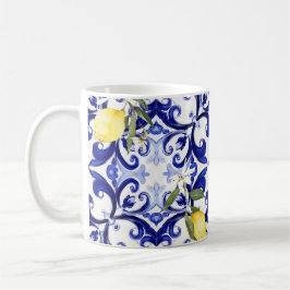 Mug style sicilien, citrons, majolica