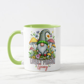Mug Style vintage Belle Gnome avec Champignons Art