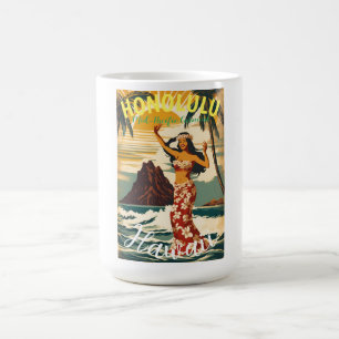 Mug Style vintage Hawaiian Travel Honolulu Mid-Pacific