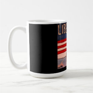 Mug Style Vintage Liberté Portrait avec Drapeau Améric