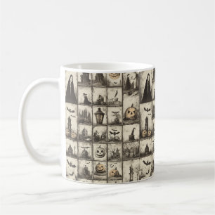 Mug Style vintage motif Halloween avec couleur sépia