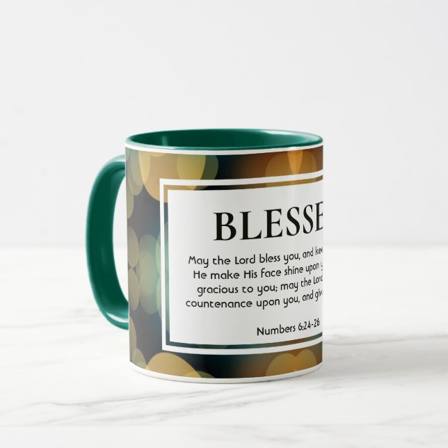 Mug Stylish Bokeh Personnalisable BLESSED Christian (Devant gauche)