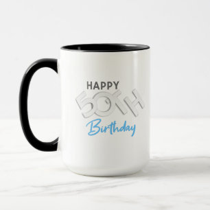 Mug Stylish Happy 50th Birthday Typographie