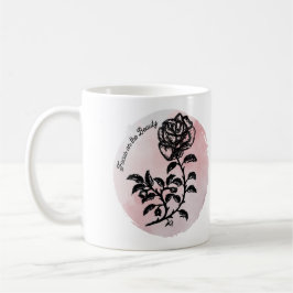 Mug Stylo et Rose d'encre dessin sur rose - Focus sur 