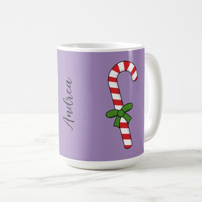Mug Sucre de canne avec ruban vert | Ajouter votre nom (Devant droit)