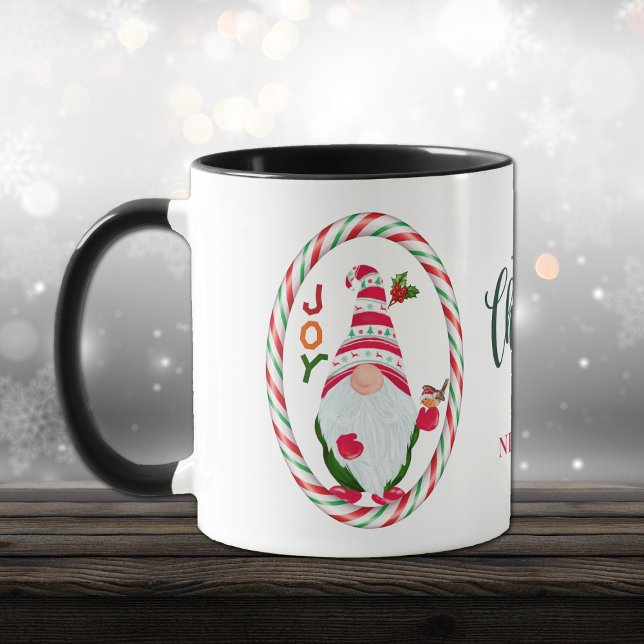 Mug Sucre de canne Cadre Gnome Joie Noël (Créateur téléchargé)