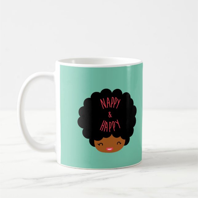 Mug Suis heureux avec mes cheveux naturels ~ NAPPY et (Gauche)