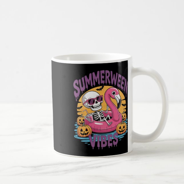 Mug Summerween Vibes Skeleton Flamant rose Hallowee Éf (Droite)
