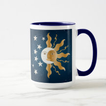 Sun lunatique, lune et étoiles