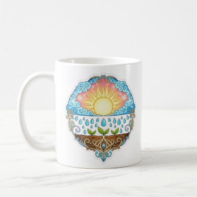 Mug Sun Rain Growth Nature Symbol Illustration design  (Gauche)