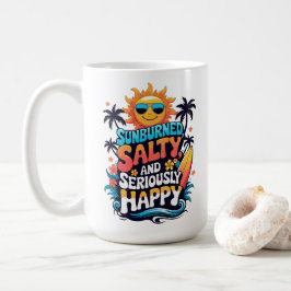 Mug Sunburned Salty and Happy – Retro Beach Vibes