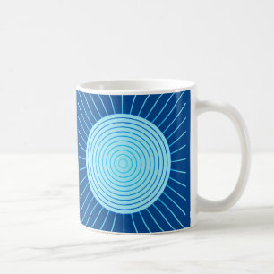 Mug Sunburst géométrique moderne - Bleu de Cobalt et A